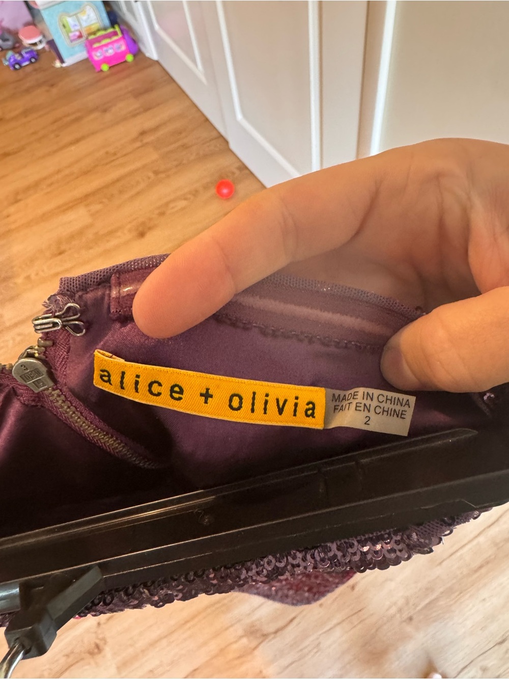 Alice + Olivia Strapless Purple Sequin Mini Dress Size 2 - Picture 5 of 5